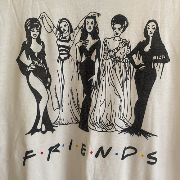 Spooky Goth Friends T-Shirt Halloween Cotton Tee Large - Picture 2 of 3